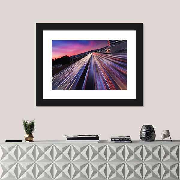 California Traffic At Twilight Canvas Wall Art-3 Horizontal-Gallery Wrap-25" x 16"-Tiaracle