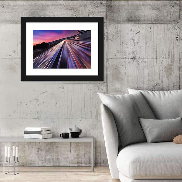 California Traffic At Twilight Canvas Wall Art-3 Horizontal-Gallery Wrap-25" x 16"-Tiaracle