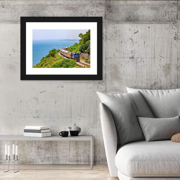 Train On The Railway Near Fangshan Station In Pingtung Taiwan Canvas Wall Art-3 Horizontal-Gallery Wrap-25" x 16"-Tiaracle