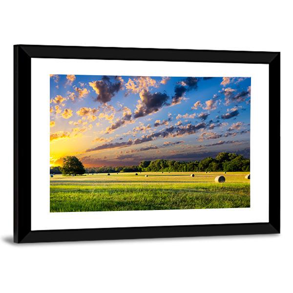 Tranquil Texas Meadow At Sunrise Canvas Wall Art-3 Horizontal-Gallery Wrap-25" x 16"-Tiaracle