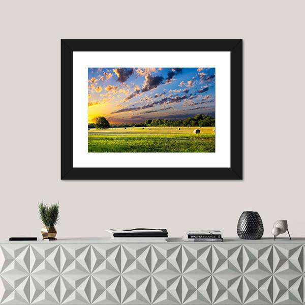 Tranquil Texas Meadow At Sunrise Canvas Wall Art-3 Horizontal-Gallery Wrap-25" x 16"-Tiaracle