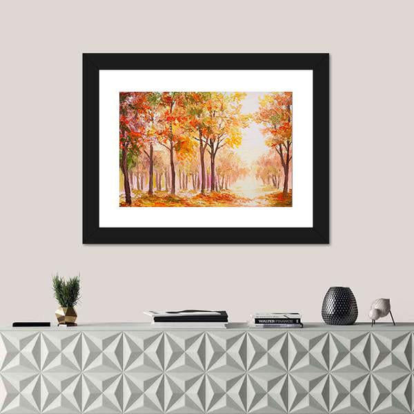 Trees In Colorful Autumn Forest Canvas Wall Art-3 Horizontal-Gallery Wrap-25" x 16"-Tiaracle