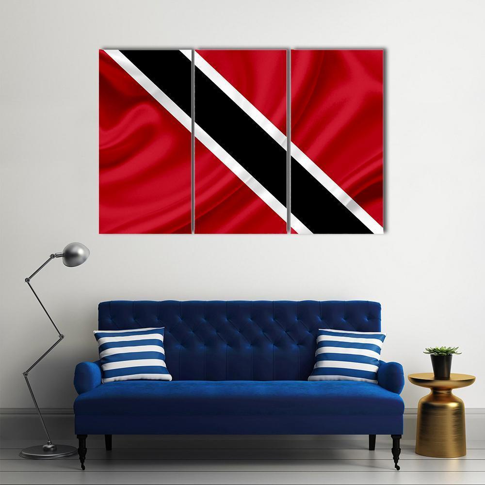 Waving Trinidad & Tobago Flag Canvas Wall Art-3 Horizontal-Gallery Wrap-37" x 24"-Tiaracle