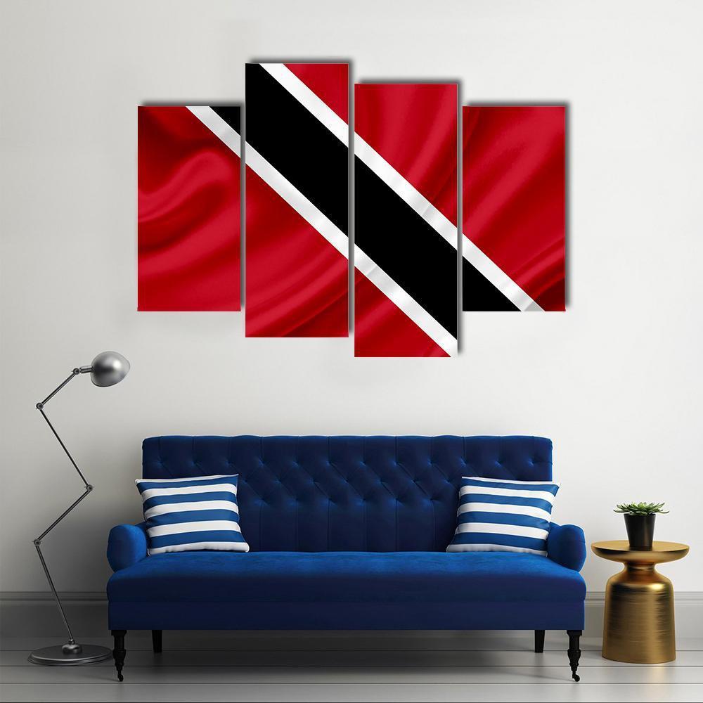 Waving Trinidad & Tobago Flag Canvas Wall Art-4 Pop-Gallery Wrap-50" x 32"-Tiaracle