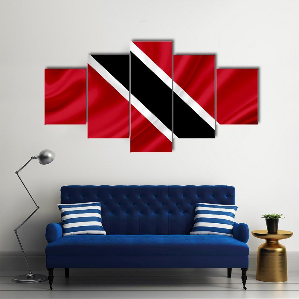 Waving Trinidad & Tobago Flag Canvas Wall Art-5 Star-Gallery Wrap-62" x 32"-Tiaracle