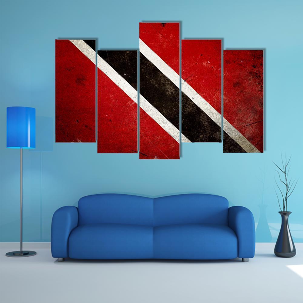 Trinidad & Tobago Flag Canvas Wall Art-5 Pop-Gallery Wrap-47" x 32"-Tiaracle