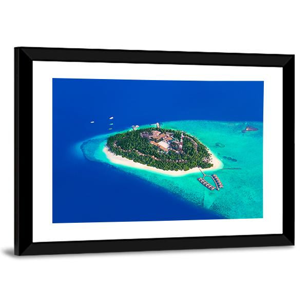 Tropical Island At Maldives View Canvas Wall Art-3 Horizontal-Gallery Wrap-25" x 16"-Tiaracle