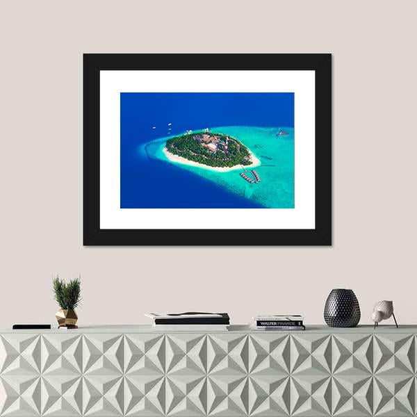 Tropical Island At Maldives View Canvas Wall Art-3 Horizontal-Gallery Wrap-25" x 16"-Tiaracle