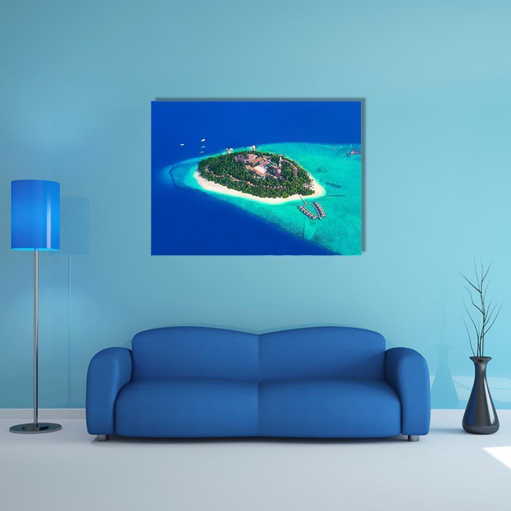 Tropical Island At Maldives View Canvas Wall Art-1 Piece-Gallery Wrap-48" x 32"-Tiaracle