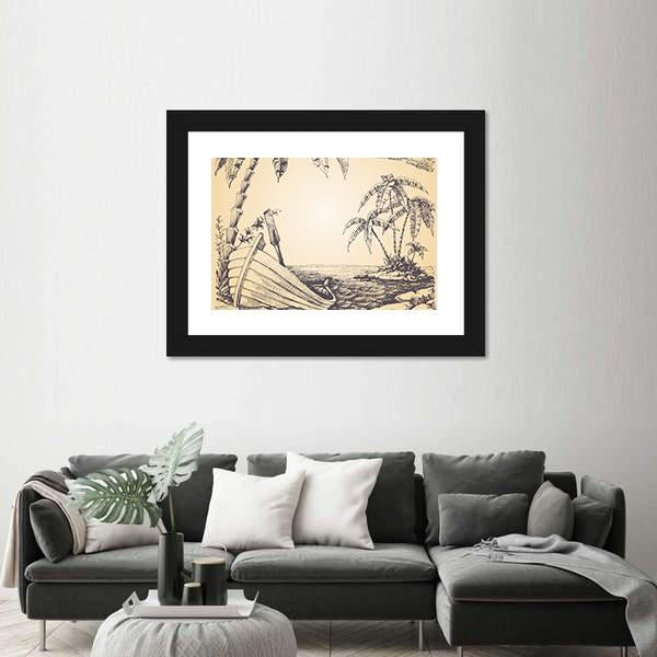 Tropical Island Canvas Wall Art-1 Piece-Framed Print-20" x 16"-Tiaracle