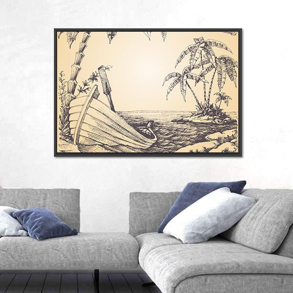 Tropical Island Canvas Wall Art-1 Piece-Floating Frame-24" x 16"-Tiaracle