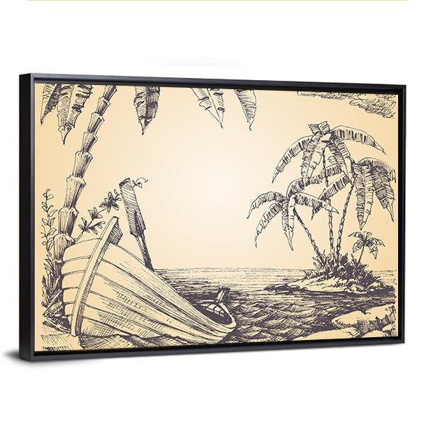 Tropical Island Canvas Wall Art-3 Horizontal-Gallery Wrap-25" x 16"-Tiaracle