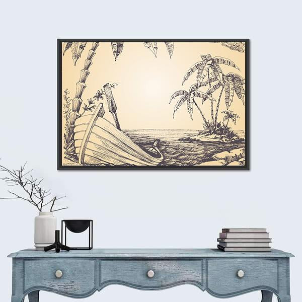 Tropical Island Canvas Wall Art-3 Horizontal-Gallery Wrap-25" x 16"-Tiaracle
