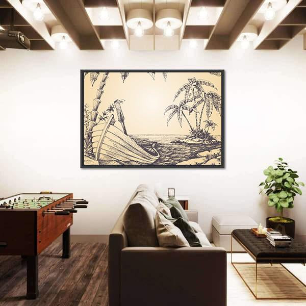 Tropical Island Canvas Wall Art-3 Horizontal-Gallery Wrap-25" x 16"-Tiaracle