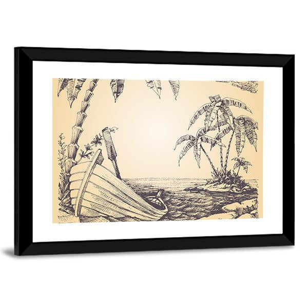 Tropical Island Canvas Wall Art-3 Horizontal-Gallery Wrap-25" x 16"-Tiaracle