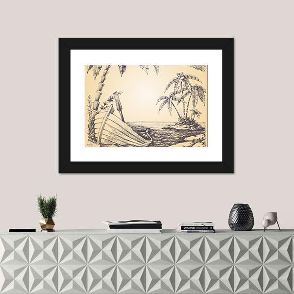 Tropical Island Canvas Wall Art-3 Horizontal-Gallery Wrap-25" x 16"-Tiaracle