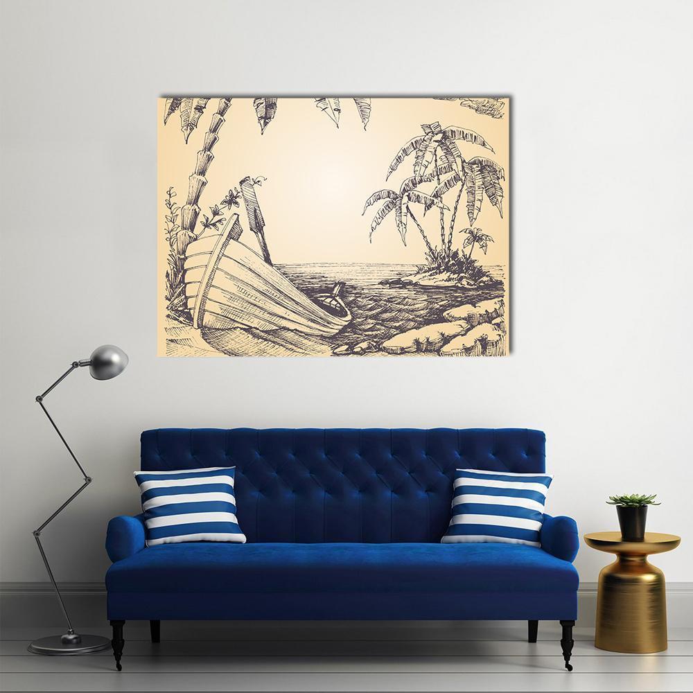 Tropical Island Canvas Wall Art-1 Piece-Gallery Wrap-48" x 32"-Tiaracle