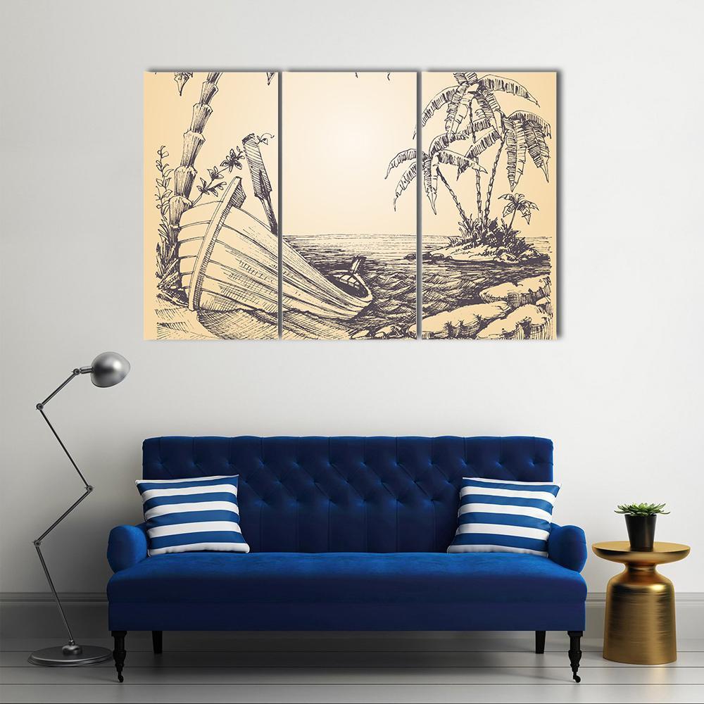 Tropical Island Canvas Wall Art-3 Horizontal-Gallery Wrap-37" x 24"-Tiaracle