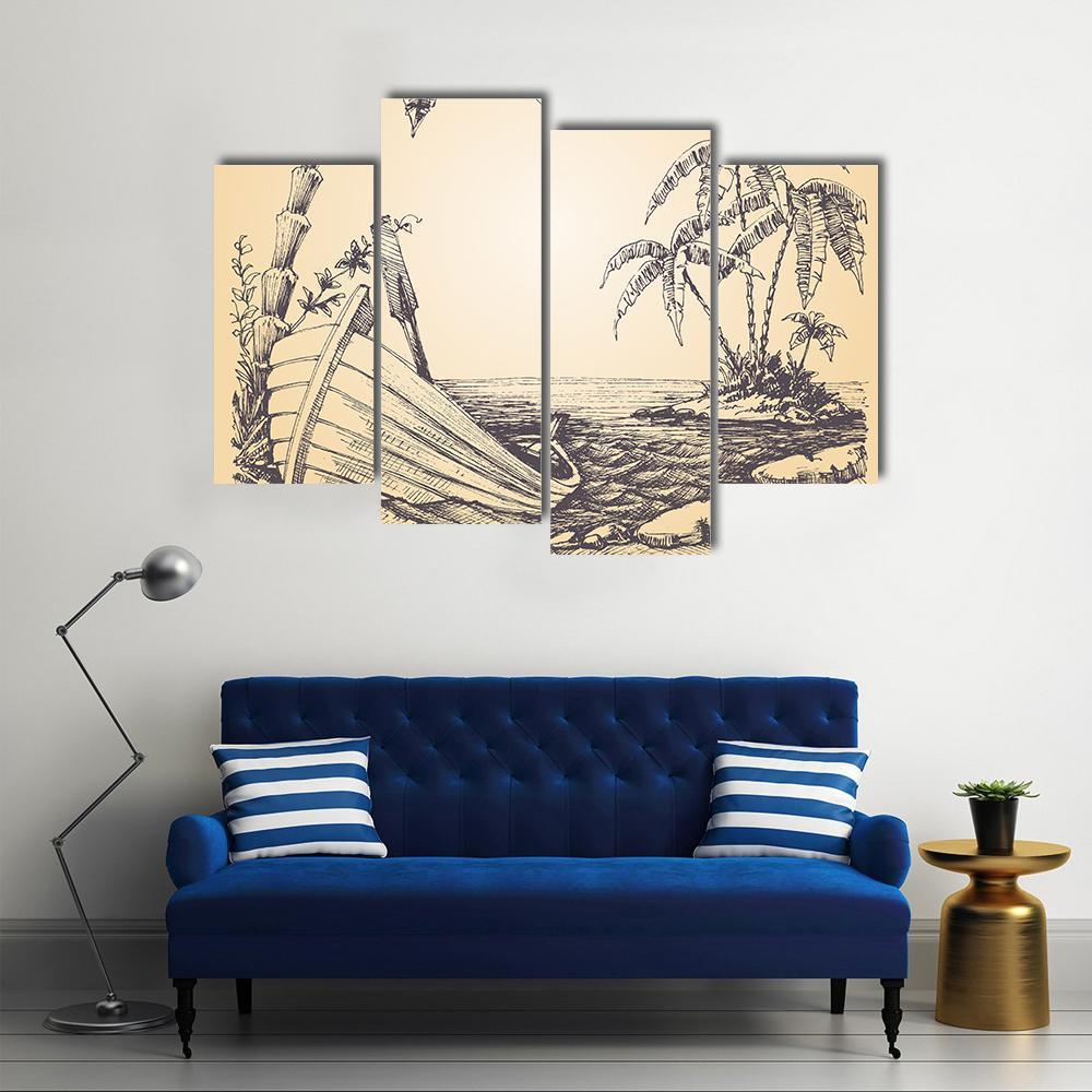 Tropical Island Canvas Wall Art-4 Pop-Gallery Wrap-50" x 32"-Tiaracle