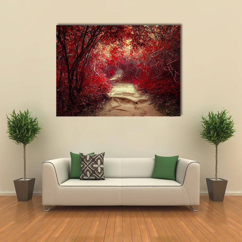 Pathway Through Tropical Jungle Canvas Wall Art-1 Piece-Gallery Wrap-48" x 32"-Tiaracle