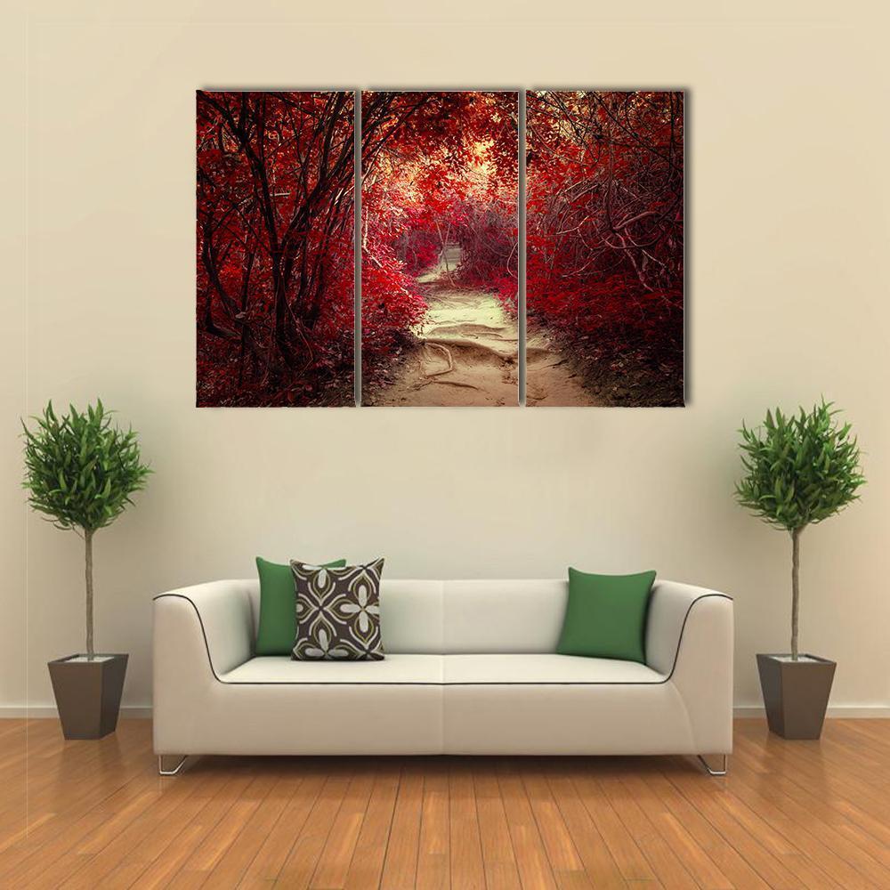 Pathway Through Tropical Jungle Canvas Wall Art-3 Horizontal-Gallery Wrap-37" x 24"-Tiaracle