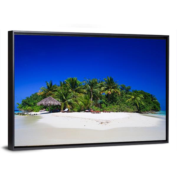 Tropical Paradise At Maldives Canvas Wall Art-3 Horizontal-Gallery Wrap-25" x 16"-Tiaracle
