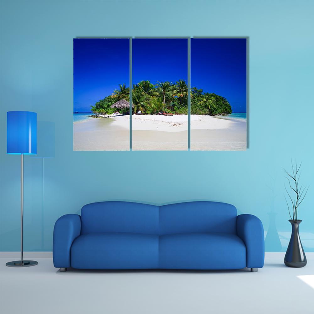 Tropical Paradise At Maldives Canvas Wall Art-3 Horizontal-Gallery Wrap-37" x 24"-Tiaracle