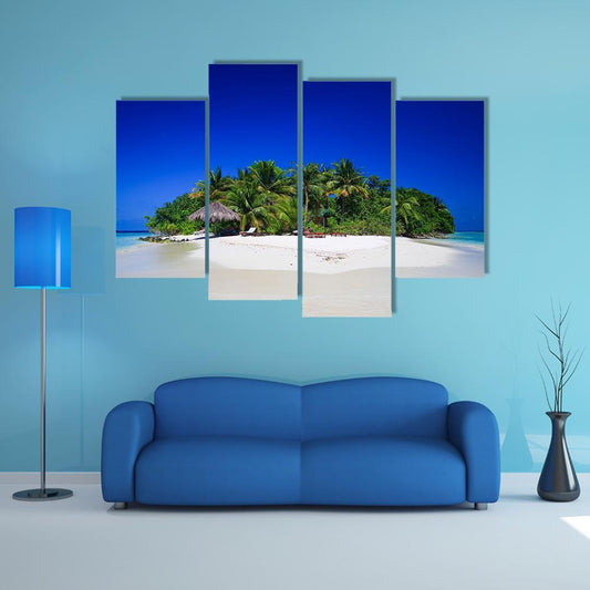 Tropical Paradise At Maldives Canvas Wall Art-4 Pop-Gallery Wrap-50" x 32"-Tiaracle