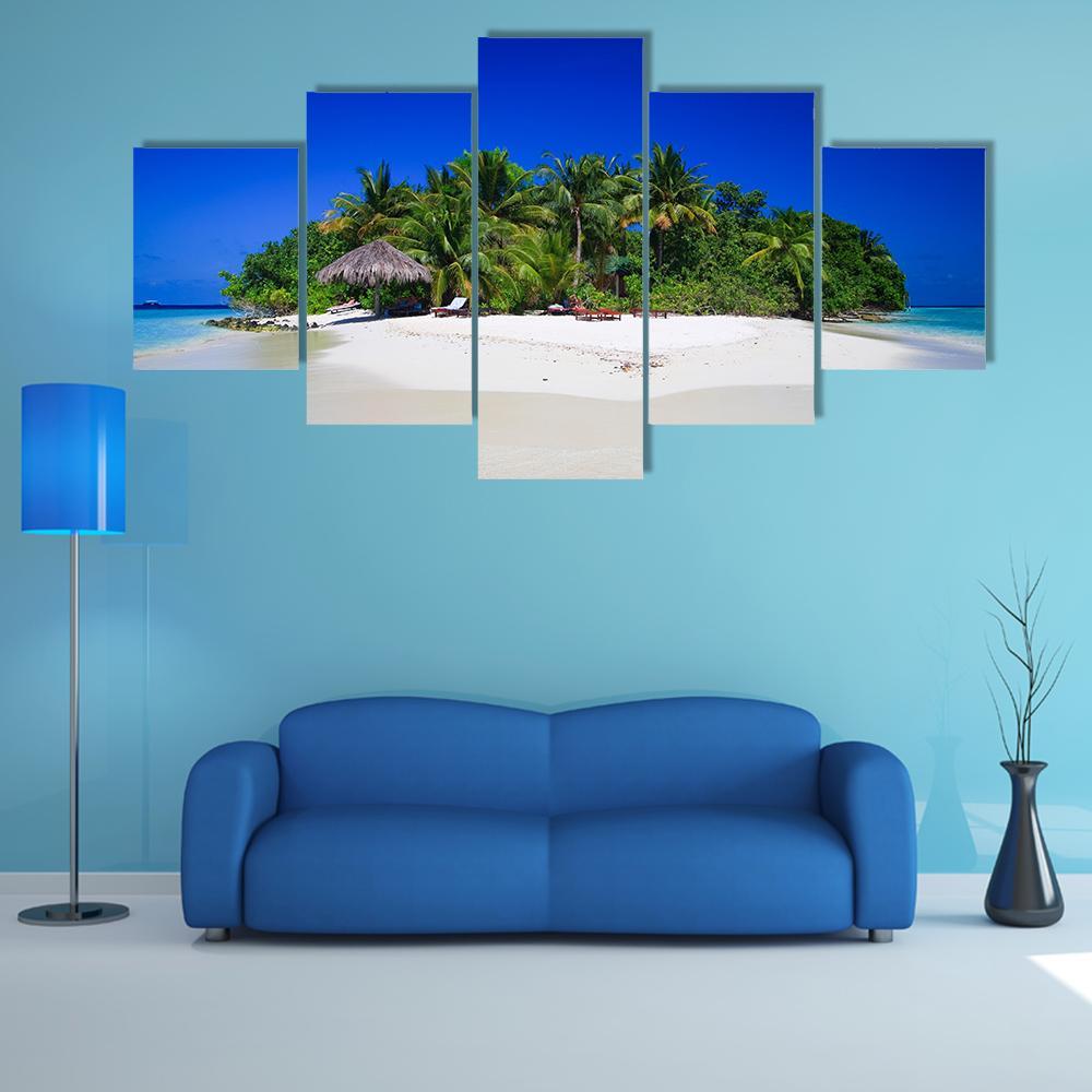 Tropical Paradise At Maldives Canvas Wall Art-5 Star-Gallery Wrap-62" x 32"-Tiaracle