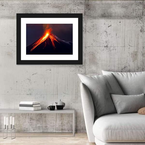 Tungurahua Volcano Eruption At Night Canvas Wall Art-3 Horizontal-Gallery Wrap-25" x 16"-Tiaracle