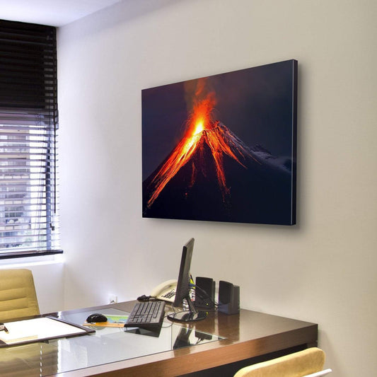 Tungurahua Volcano Eruption At Night Canvas Wall Art-3 Horizontal-Gallery Wrap-25" x 16"-Tiaracle