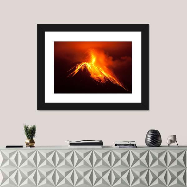 Tungurahua Volcano Eruption Canvas Wall Art-1 Piece-Framed Print-20" x 16"-Tiaracle