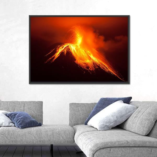 Tungurahua Volcano Eruption Canvas Wall Art-1 Piece-Floating Frame-24" x 16"-Tiaracle