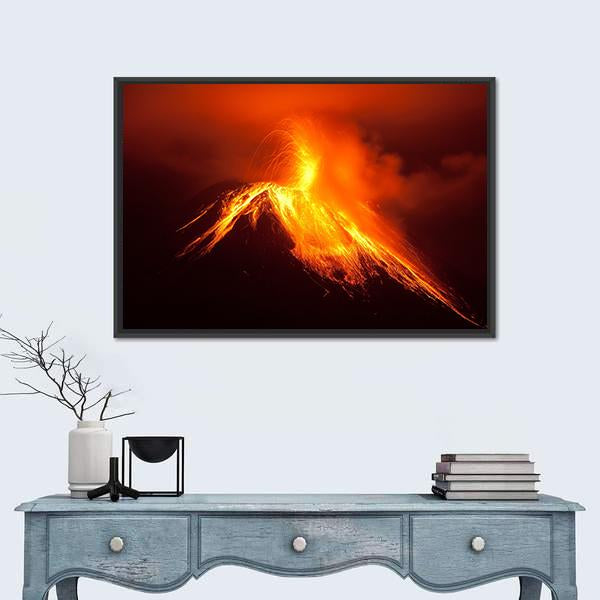 Tungurahua Volcano Eruption Canvas Wall Art-3 Horizontal-Gallery Wrap-25" x 16"-Tiaracle