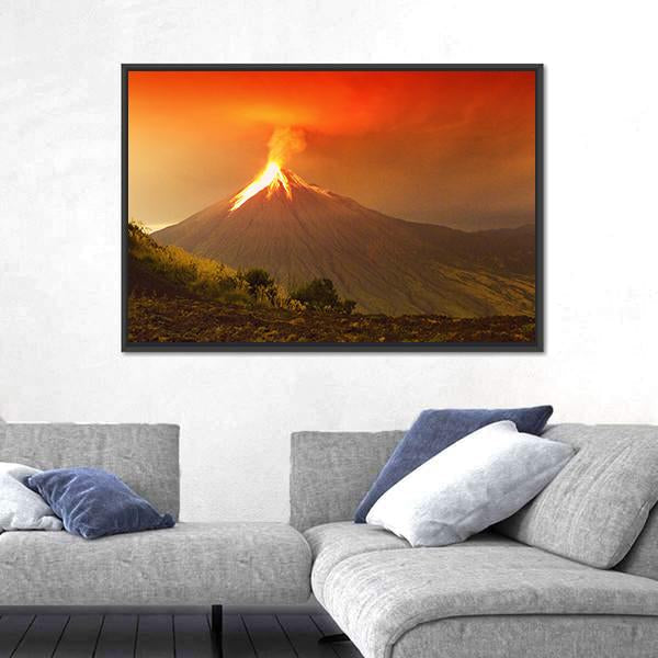 Tungurahua Volcano Exploding Canvas Wall Art-1 Piece-Floating Frame-24" x 16"-Tiaracle