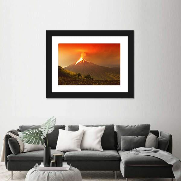 Tungurahua Volcano Exploding Canvas Wall Art-1 Piece-Framed Print-20" x 16"-Tiaracle