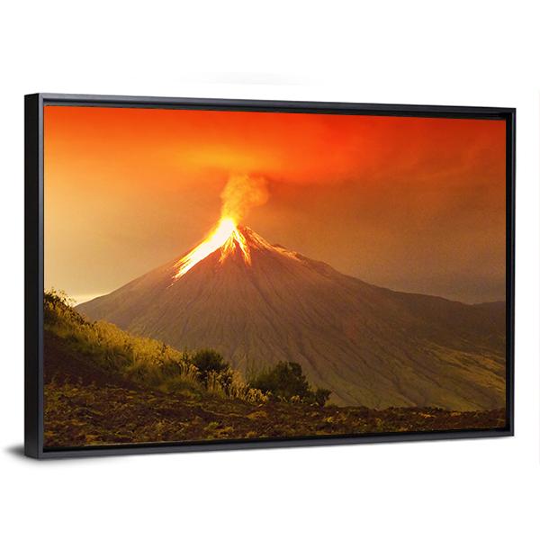 Tungurahua Volcano Exploding Canvas Wall Art-3 Horizontal-Gallery Wrap-25" x 16"-Tiaracle