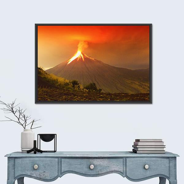 Tungurahua Volcano Exploding Canvas Wall Art-3 Horizontal-Gallery Wrap-25" x 16"-Tiaracle