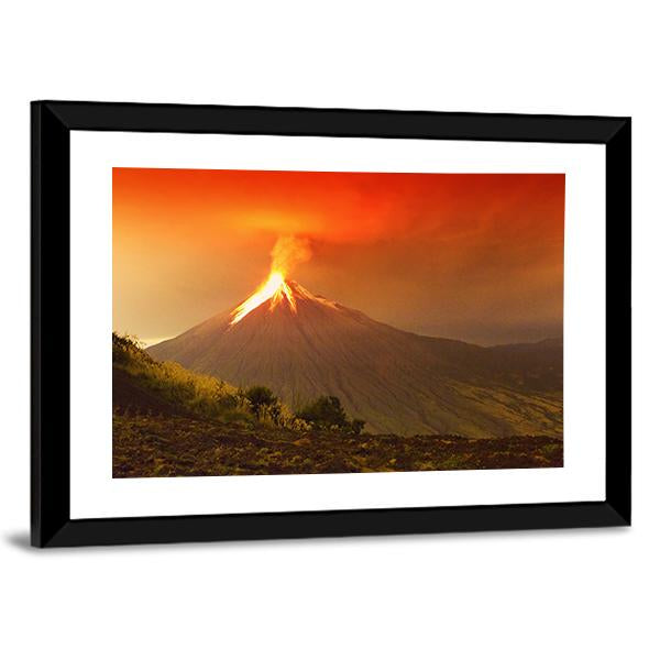 Tungurahua Volcano Exploding Canvas Wall Art-3 Horizontal-Gallery Wrap-25" x 16"-Tiaracle