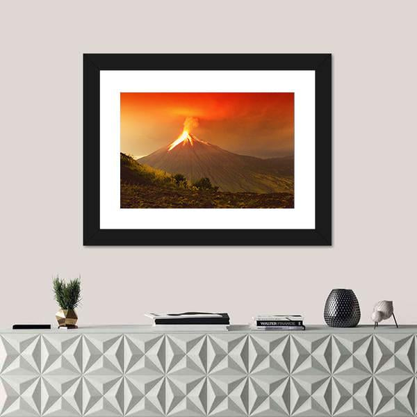 Tungurahua Volcano Exploding Canvas Wall Art-3 Horizontal-Gallery Wrap-25" x 16"-Tiaracle