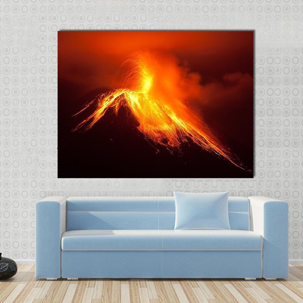 Tungurahua Volcano Eruption Canvas Wall Art-1 Piece-Gallery Wrap-48" x 32"-Tiaracle