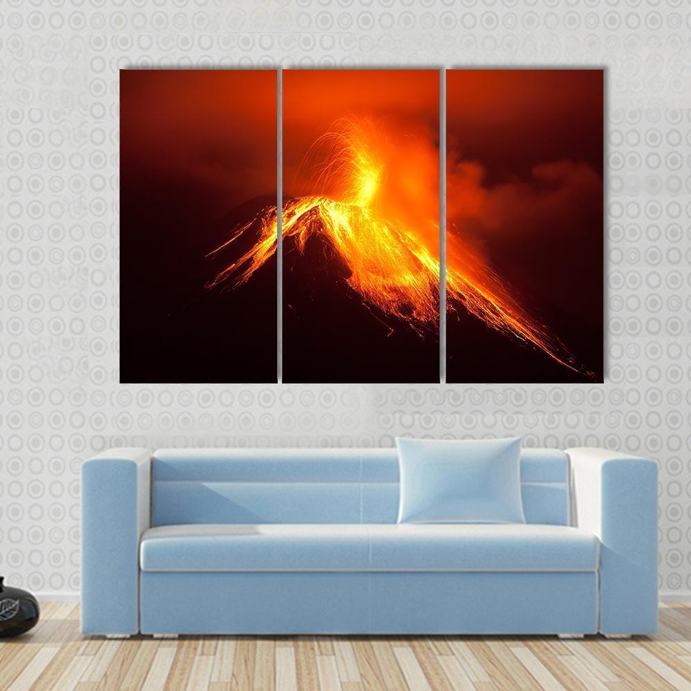 Tungurahua Volcano Eruption Canvas Wall Art-3 Horizontal-Gallery Wrap-37" x 24"-Tiaracle