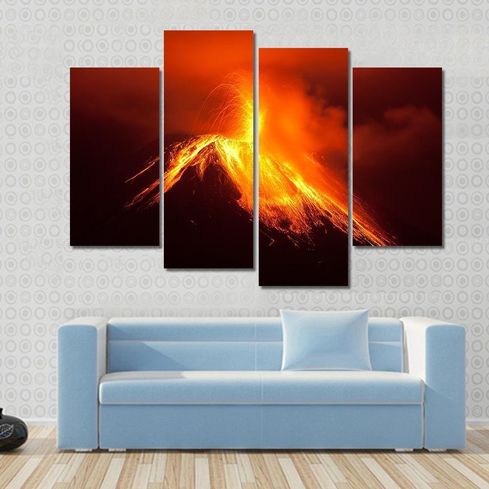 Tungurahua Volcano Eruption Canvas Wall Art-4 Pop-Gallery Wrap-50" x 32"-Tiaracle