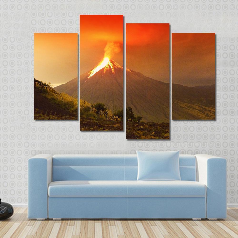 Tungurahua Volcano Exploding Canvas Wall Art-4 Pop-Gallery Wrap-50" x 32"-Tiaracle