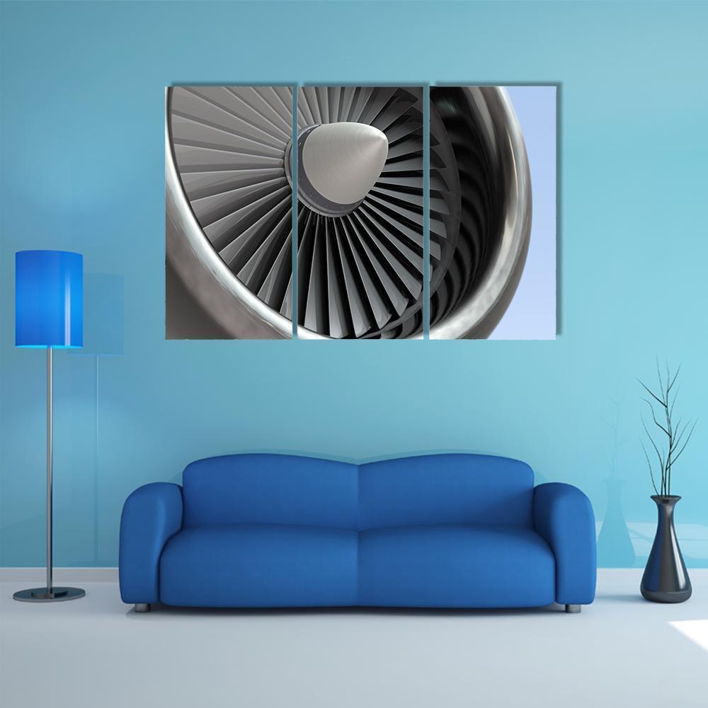 Turbine Blades Of Airplane Canvas Wall Art-3 Horizontal-Gallery Wrap-37" x 24"-Tiaracle