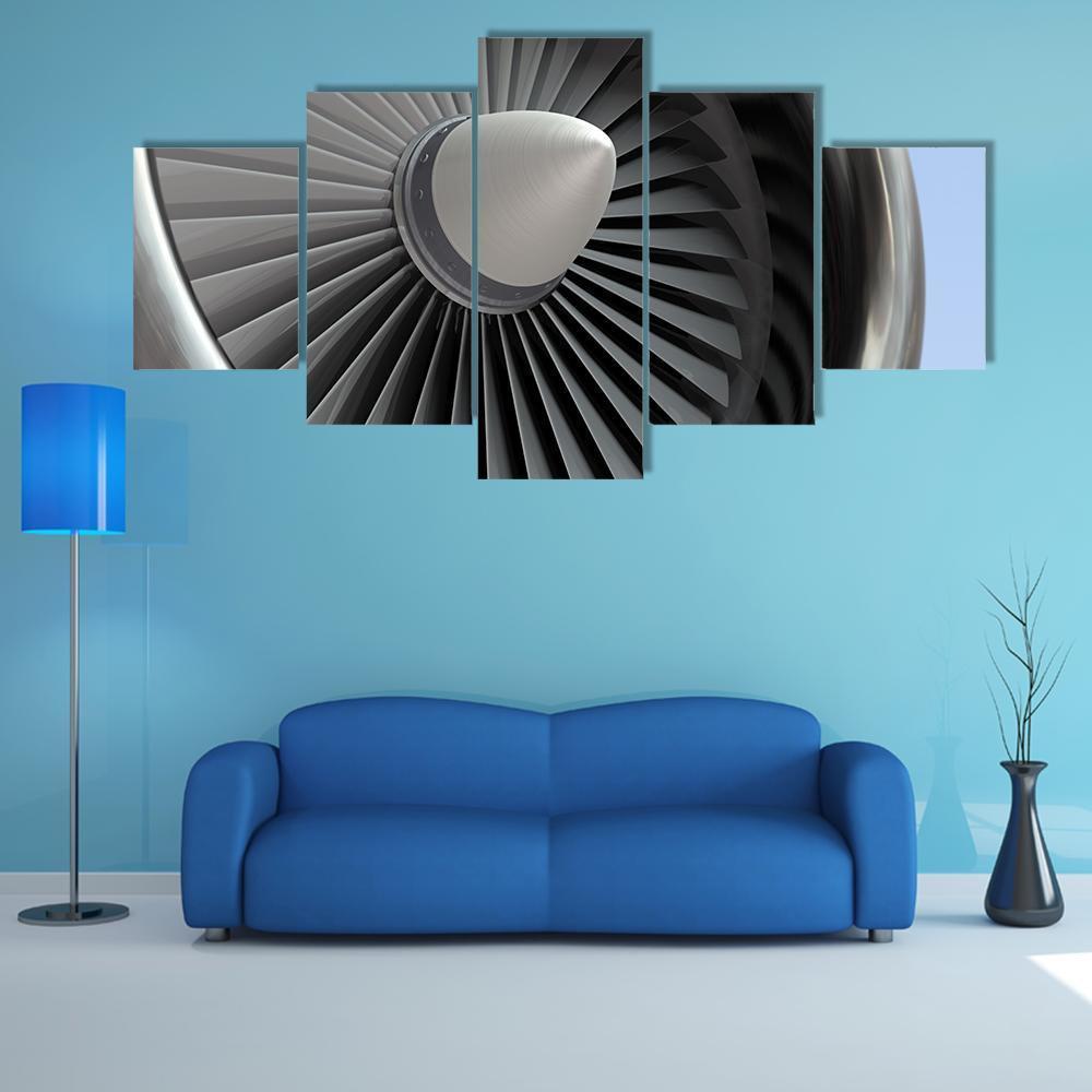 Turbine Blades Of Airplane Canvas Wall Art-5 Star-Gallery Wrap-62" x 32"-Tiaracle