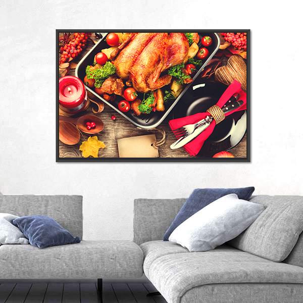 Turkish Dinner Table Canvas Wall Art-1 Piece-Floating Frame-24" x 16"-Tiaracle