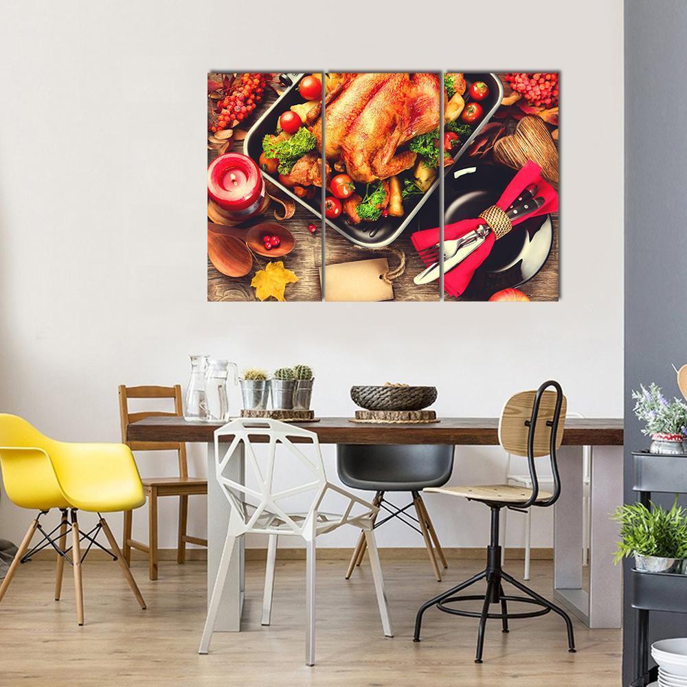 Turkish Dinner Table Canvas Wall Art-3 Horizontal-Gallery Wrap-37" x 24"-Tiaracle