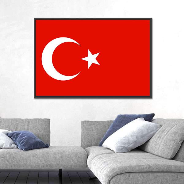 Turkish Flag Canvas Wall Art-1 Piece-Floating Frame-24" x 16"-Tiaracle
