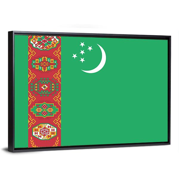 Turkmenistan Flag Canvas Wall Art-3 Horizontal-Gallery Wrap-25" x 16"-Tiaracle